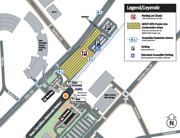 New Carrollton Parking Lot closure for Purple Line