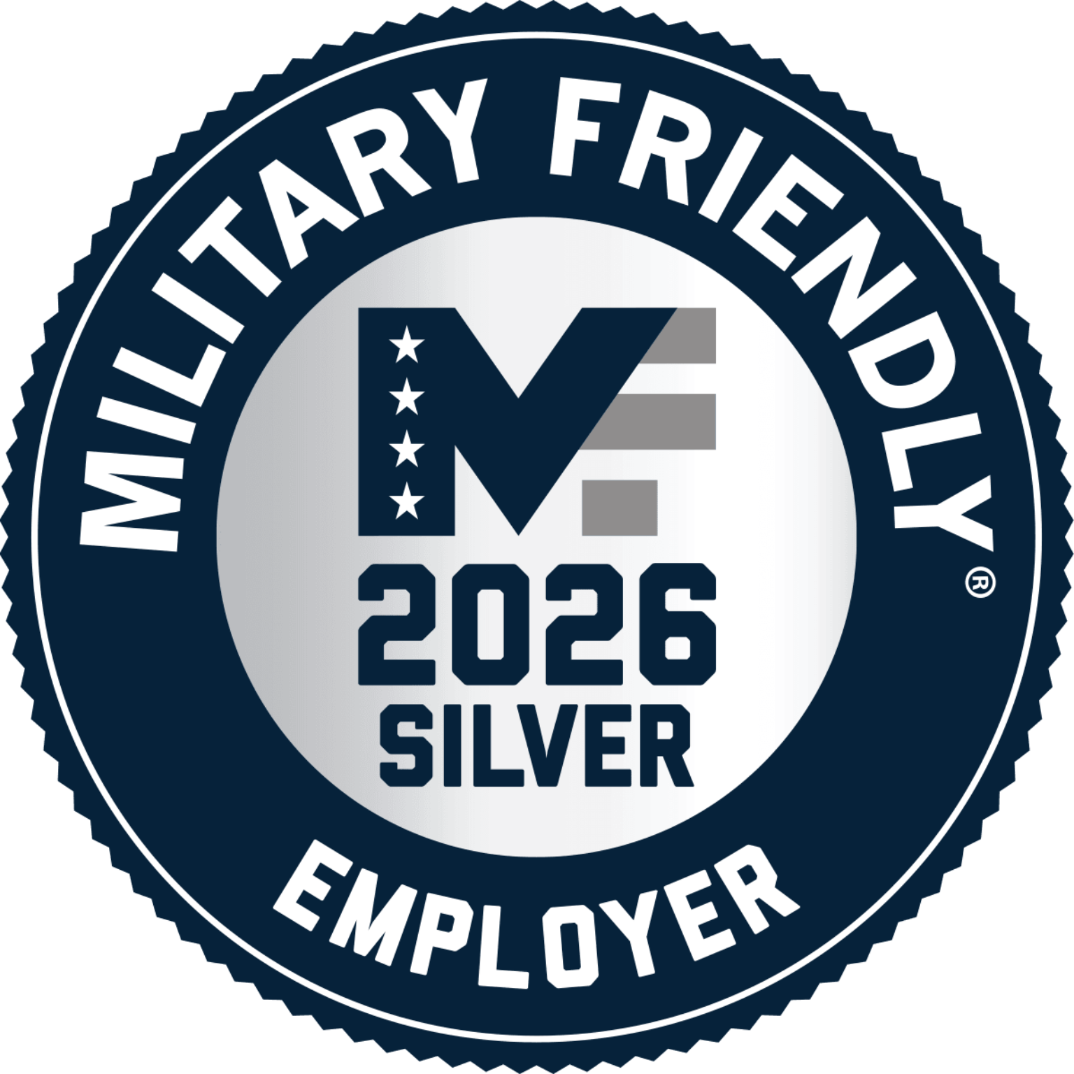 Military Friendly 2026 Silver Employer badge.