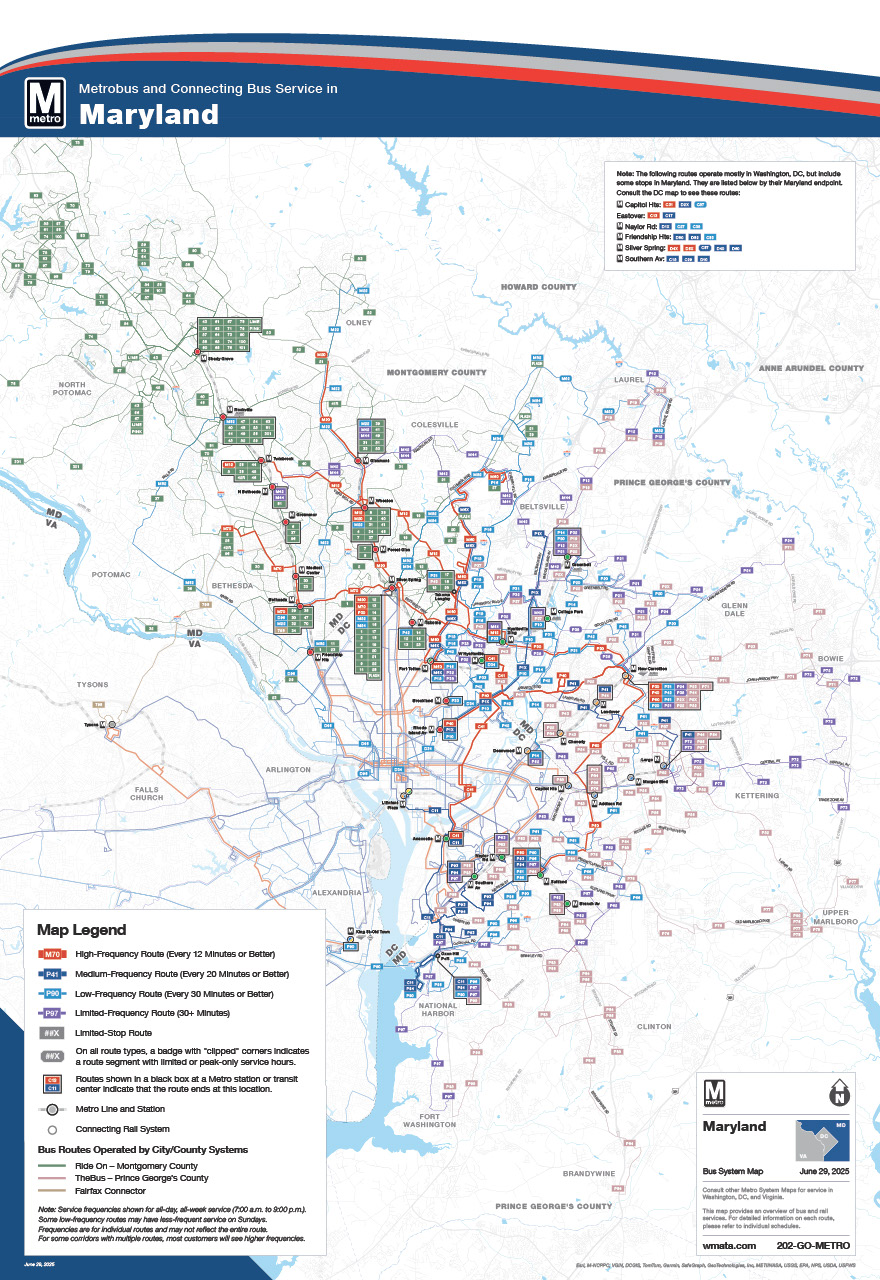 Mapa do Serviço de Ônibus de Maryland
