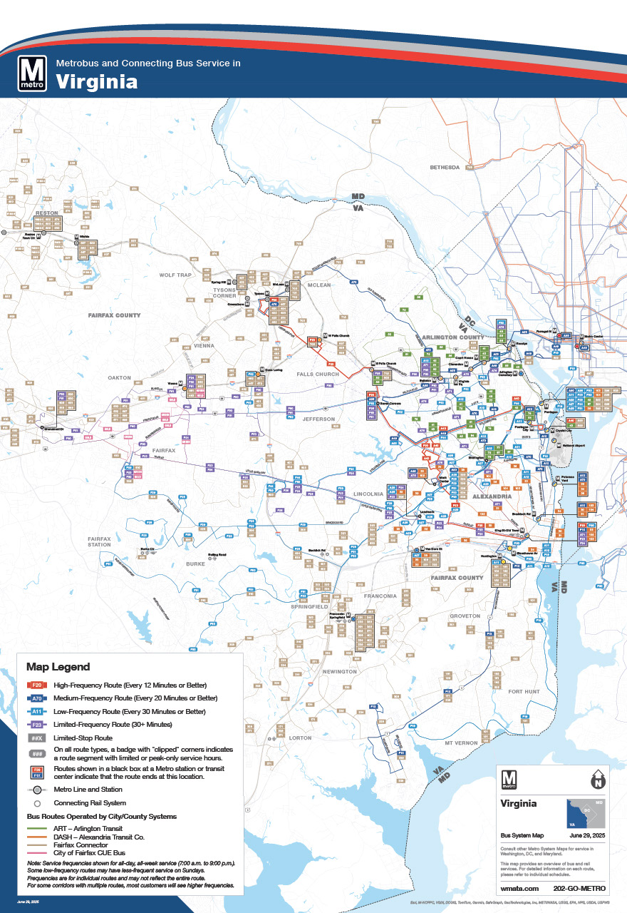 Mapa do Serviço de Ônibus da Virgínia